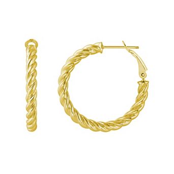 ITALIAN LUSTER Sterling Silver Twisted Rope Hoop Earrings