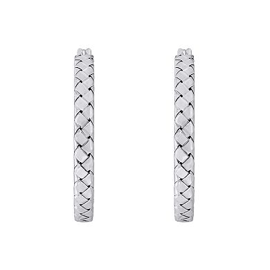 ITALIAN LUSTER Sterling Silver Braided Hoop Earrings