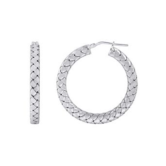ITALIAN LUSTER Sterling Silver Braided Hoop Earrings