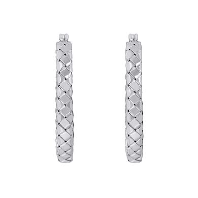 ITALIAN LUSTER Sterling Silver Medium Braided Hoop Earrings