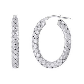 ITALIAN LUSTER Sterling Silver Medium Braided Hoop Earrings