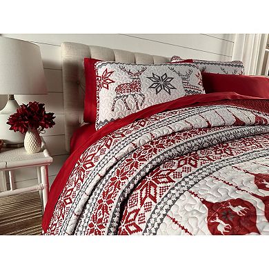 BrylaneHome 3 Piece Microfleece Christmas Bedspread Set