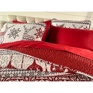 BrylaneHome 3 Piece Microfleece Christmas Bedspread Set