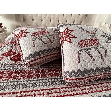 BrylaneHome 3 Piece Microfleece Christmas Bedspread Set
