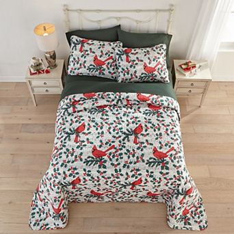 BrylaneHome 3 pc Microfleece Christmas Bedspread Set