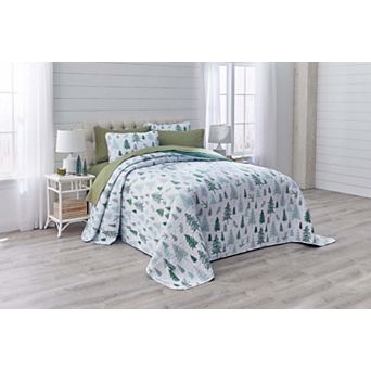 BrylaneHome 3 pc Microfleece Christmas Bedspread Set