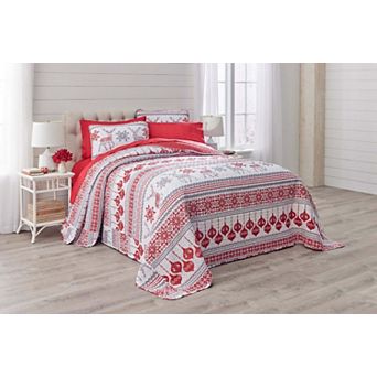 BrylaneHome 3 pc Microfleece Christmas Bedspread Set