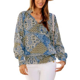 Lascana Women's Smocked Pattern Blouse