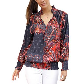 Lascana Women's Smocked Pattern Blouse