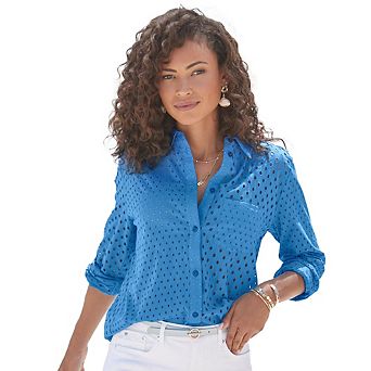Lascana Women's Eyelet Button Down Blouse