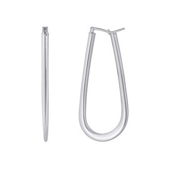 ITALIAN LUSTER Sterling Silver Teardrop Hoop Earrings