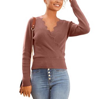 Lascana Women's Scallop V-Neck Sweater