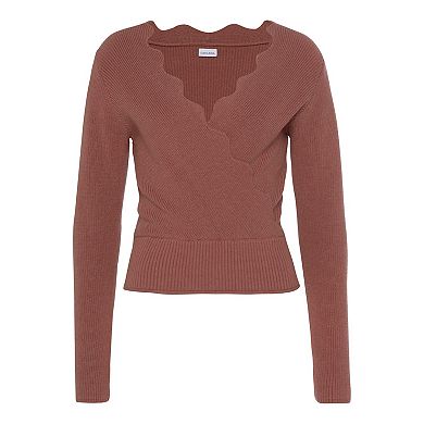 Lascana Women's Scallop V-Neck Sweater