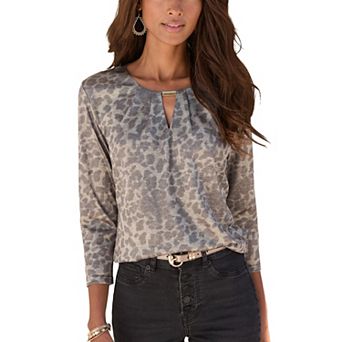 Lascana Women's Keyhole 3/4 Sleeve Top