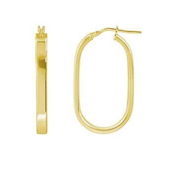 ITALIAN LUSTER Sterling Silver Oval Hoop Earrings