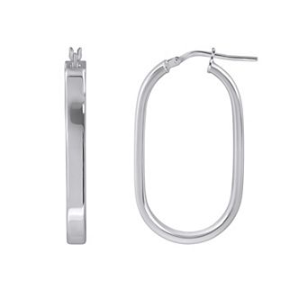 ITALIAN LUSTER Sterling Silver Oval Hoop Earrings