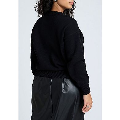 ELOQUII Women's Plus Size Bow Intarsia Sweater