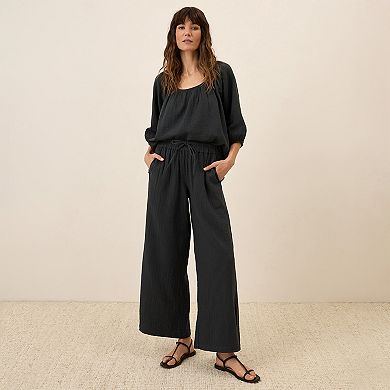 Coastal Double Gauze Split Hem Pant