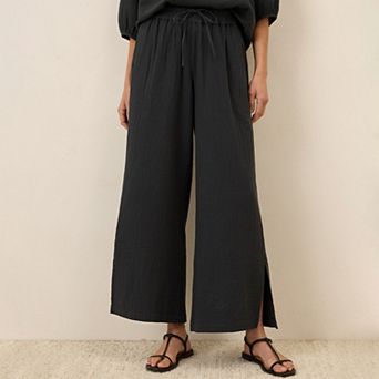 Coastal Double Gauze Split Hem Pant