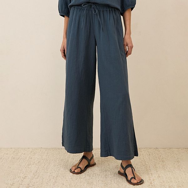 Coastal Double Gauze Split Hem Pant