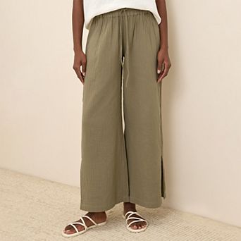 Coastal Double Gauze Split Hem Pant