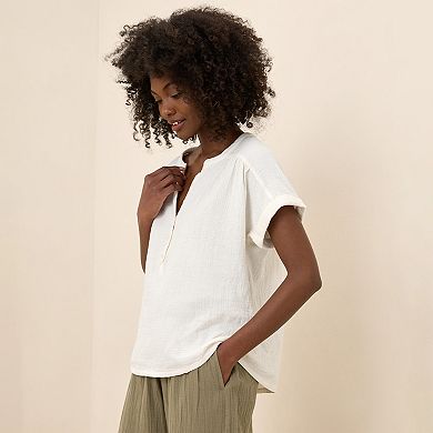 Coastal Double Gauze Short Sleeve Popover Made With Organic Cotton