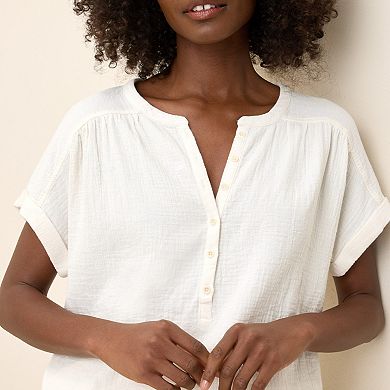 Coastal Double Gauze Short Sleeve Popover Made With Organic Cotton