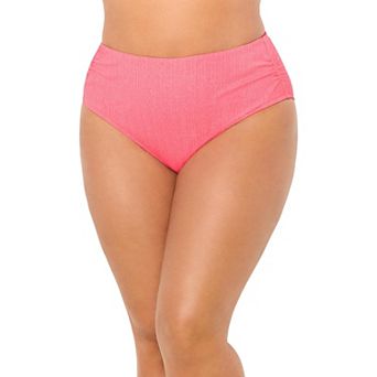 Swimsuits for All Women's Sparkle Ribbed Shirred High Waist Swim Brief