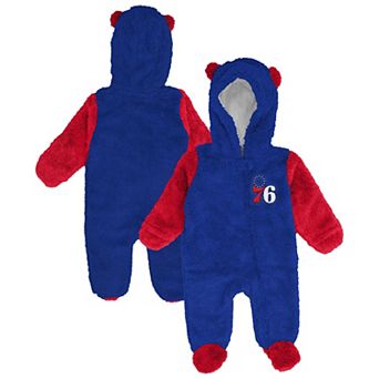 Infant & Newborn Outerstuff Royal Philadelphia 76ers Stay Napping Fleece Bunting Full-Zip Hooded Sleeper