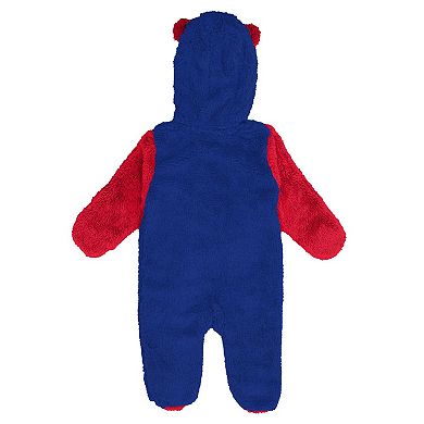 Infant & Newborn Outerstuff Royal Philadelphia 76ers Stay Napping Fleece Bunting Full-Zip Hooded Sleeper