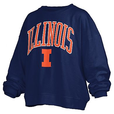 Women's Pressbox Navy Illinois Fighting Illini Janise Fleece Sweatshirt