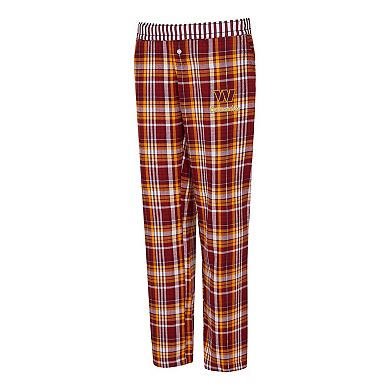 Women's Concepts Sport Burgundy Washington Commanders Laney Plaid Tri-Blend Pants