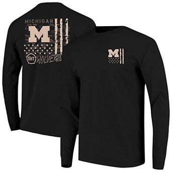 Men's Black Michigan Wolverines OHT Camo Overlay Comfort Colors Long Sleeve T-Shirt