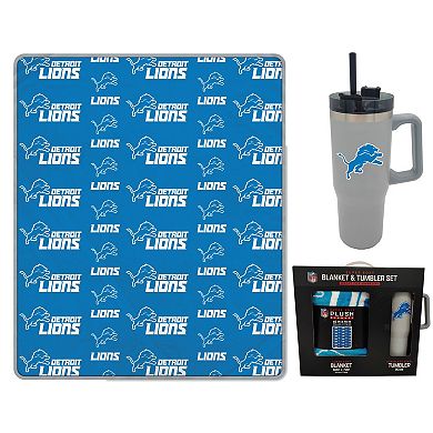 "Pegasus Detroit Lions 60"" x 70"" Logo Blanket and 30oz Stainless Steel Tumbler Combo"