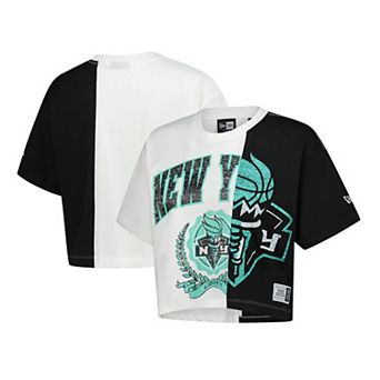 Women's New Era White New York Liberty Team Split Cropped Boxy T-Shirt