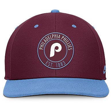 Men's Nike Burgundy/Light Blue Philadelphia Phillies Cooperstown Collection Pro Dri-FIT Snapback Hat