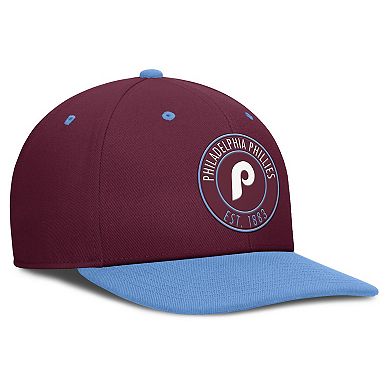 Men's Nike Burgundy/Light Blue Philadelphia Phillies Cooperstown Collection Pro Dri-FIT Snapback Hat