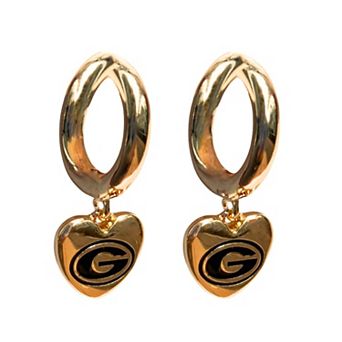 Georgia Bulldogs Hibiscus Hoop Earrings