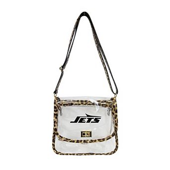 Logo Brands New York Jets Leopard Print Trim Clear Purse