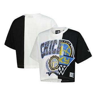 Women's New Era White Chicago Sky Team Split Cropped Boxy T-Shirt
