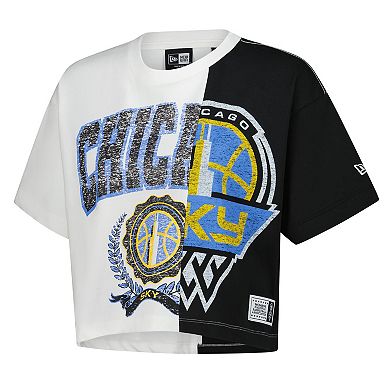 Women's New Era White Chicago Sky Team Split Cropped Boxy T-Shirt