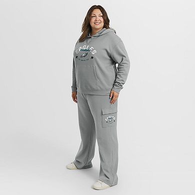 Women's WEAR by Erin Andrews Gray Philadelphia Eagles Plus Size Waffle-Knit Long Sleeve Hooded Shirt & Pants Lounge Set