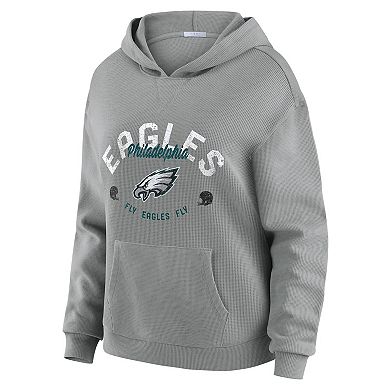 Women's WEAR by Erin Andrews Gray Philadelphia Eagles Plus Size Waffle-Knit Long Sleeve Hooded Shirt & Pants Lounge Set