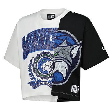 Women's New Era White Minnesota Lynx Team Split Cropped Boxy T-Shirt