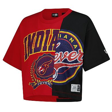 Women's New Era Red Indiana Fever Team Split Cropped Boxy T-Shirt
