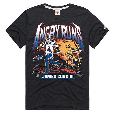 Unisex Homage James Cook III Charcoal Buffalo Bills Angry Runs Graphic Tri-Blend T-Shirt
