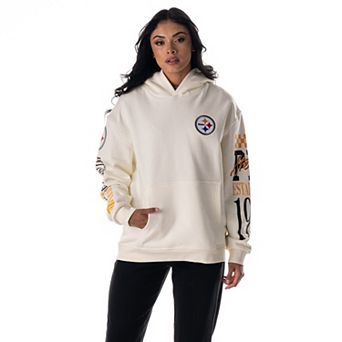 Unisex The Wild Collective Cream Pittsburgh Steelers Stacked Graphic Sleeve Fleece Hoodie