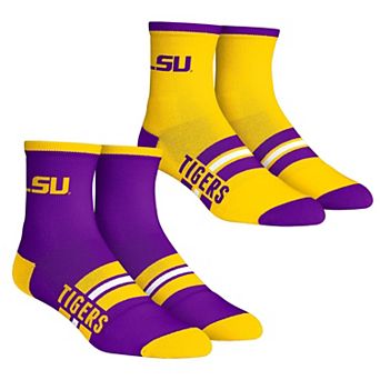 Unisex Rock Em Socks LSU Tigers 2-Pack Multi Stripe Quarter Socks Set