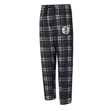 Men's Concepts Sport Black/Heather Gray Brooklyn Nets Regulate Long Sleeve T-Shirt & Plaid Pant Set