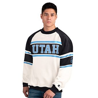 Men's Starter White Utah Mammoth Defense Fleece Crewneck Sweatshirt